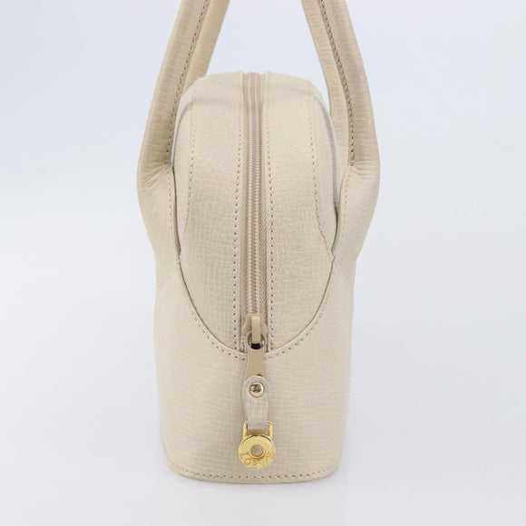 LOEWE Tote Bag Leather White Gold Tone Auth bs37777