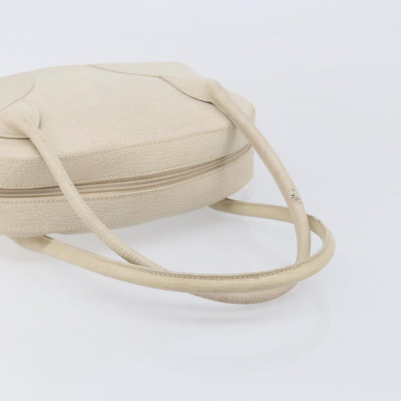 LOEWE Tote Bag Leather White Gold Tone Auth bs37777