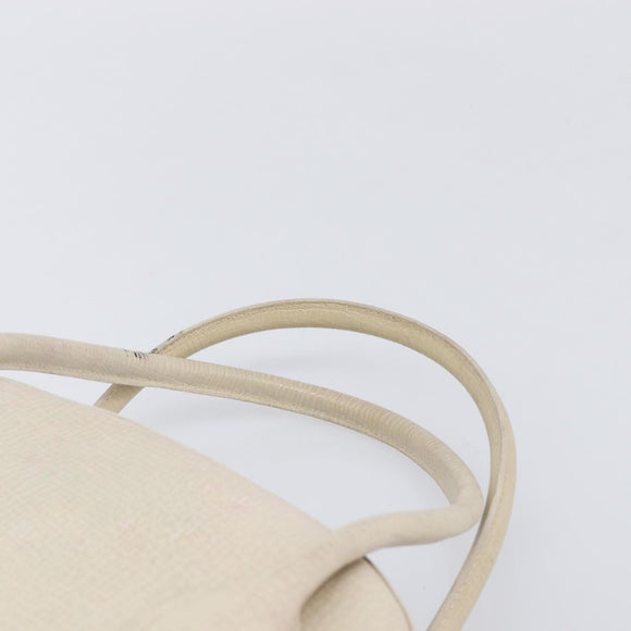 LOEWE Tote Bag Leather White Gold Tone Auth bs37777