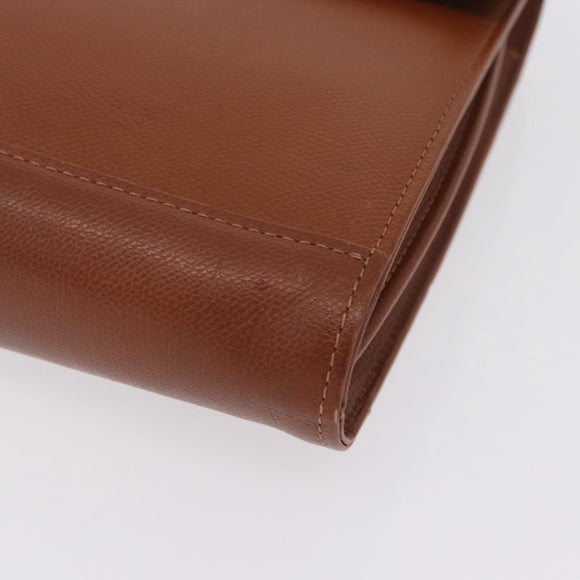 Saint Laurent Hand Bag Leather Brown Gold Tone Auth bs37778