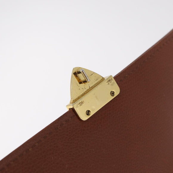 Saint Laurent Hand Bag Leather Brown Gold Tone Auth bs37778