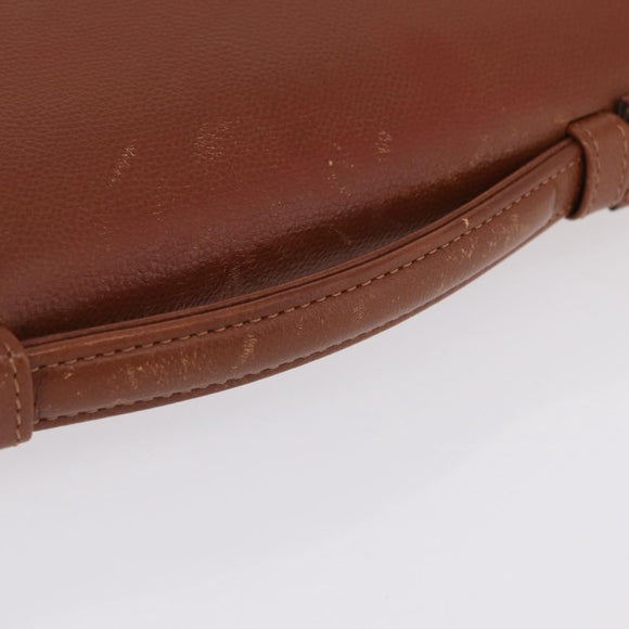 Saint Laurent Hand Bag Leather Brown Gold Tone Auth bs37778