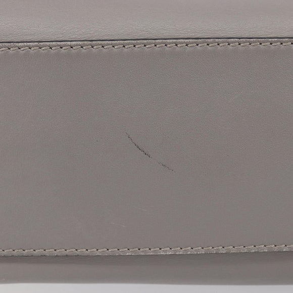 Valentino Studs Tote Bag Leather Gray Gold Tone Auth bs37779