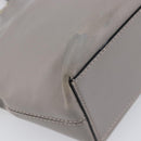 Valentino Studs Tote Bag Leather Gray Gold Tone Auth bs37779-14