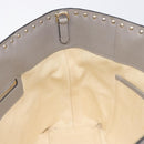 Valentino Studs Tote Bag Leather Gray Gold Tone Auth bs37779-23