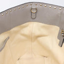 Valentino Studs Tote Bag Leather Gray Gold Tone Auth bs37779-24