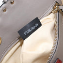 Valentino Studs Tote Bag Leather Gray Gold Tone Auth bs37779-27