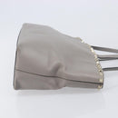 Valentino Studs Tote Bag Leather Gray Gold Tone Auth bs37779-4
