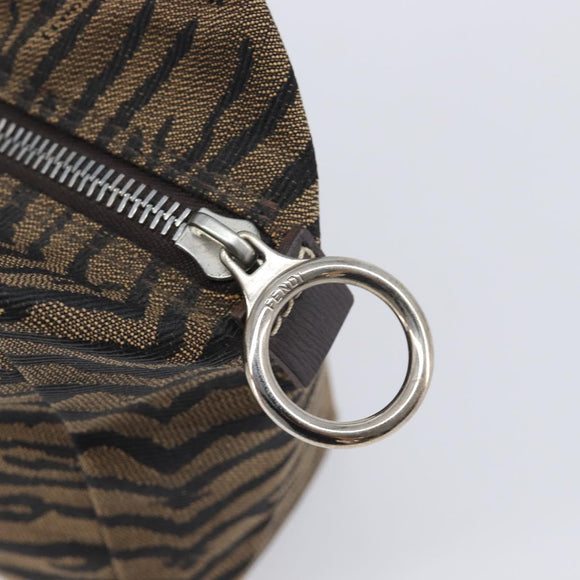 FENDI Hand Bag Canvas Brown Silver Auth bs37781A