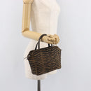 FENDI Hand Bag Canvas Brown Silver Auth bs37781A-20