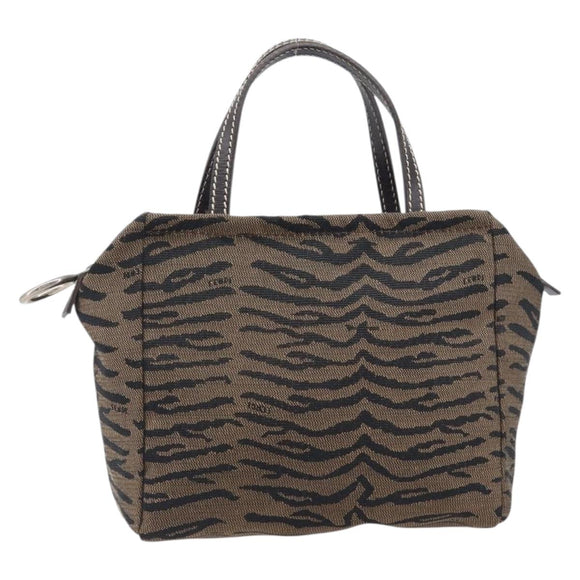 FENDI Hand Bag Canvas Brown Silver Auth bs37781A