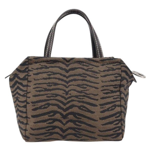 FENDI Hand Bag Canvas Brown Silver Auth bs37781A