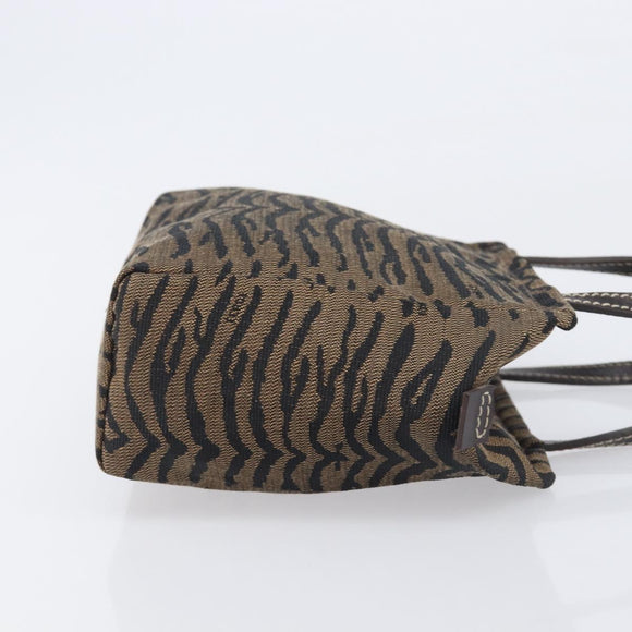 FENDI Hand Bag Canvas Brown Silver Auth bs37781A