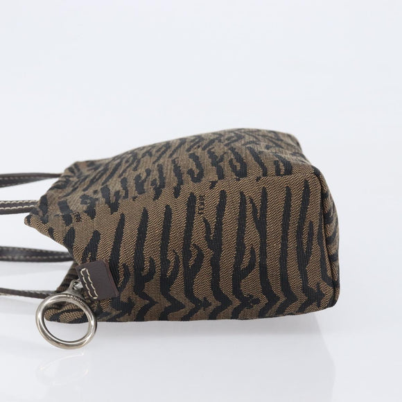 FENDI Hand Bag Canvas Brown Silver Auth bs37781A