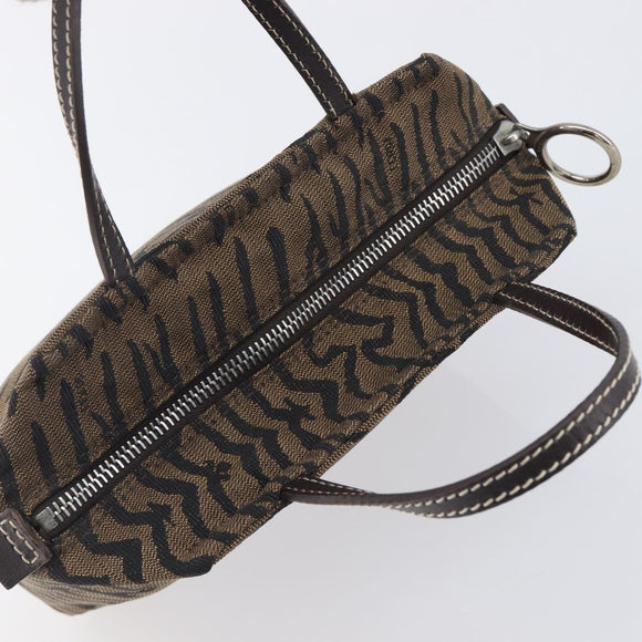 FENDI Hand Bag Canvas Brown Silver Auth bs37781A