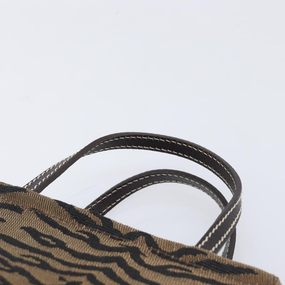 FENDI Hand Bag Canvas Brown Silver Auth bs37781A