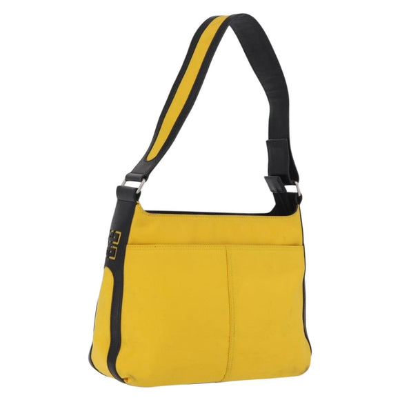 GIVENCHY Shoulder Bag Nylon Yellow Silver Auth bs37783