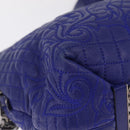 Gianni Versace Shoulder Bag Leather Blue Silver Auth bs37784A-11