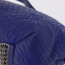 Gianni Versace Shoulder Bag Leather Blue Silver Auth bs37784A-14
