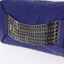 Gianni Versace Shoulder Bag Leather Blue Silver Auth bs37784A-15