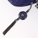 Gianni Versace Shoulder Bag Leather Blue Silver Auth bs37784A-16