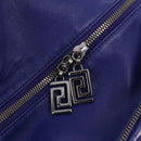 Gianni Versace Shoulder Bag Leather Blue Silver Auth bs37784A-18
