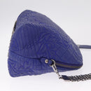 Gianni Versace Shoulder Bag Leather Blue Silver Auth bs37784A-4