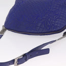 Gianni Versace Shoulder Bag Leather Blue Silver Auth bs37784A-6