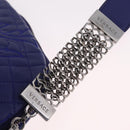 Gianni Versace Shoulder Bag Leather Blue Silver Auth bs37784A-9