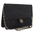 CHANEL Matelasse Chain Shoulder Bag Lamb Skin Black Gold Tone CC Auth bs37785-1
