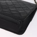 CHANEL Matelasse Chain Shoulder Bag Lamb Skin Black Gold Tone CC Auth bs37785-13