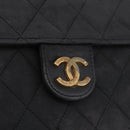 CHANEL Matelasse Chain Shoulder Bag Lamb Skin Black Gold Tone CC Auth bs37785-14