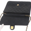 CHANEL Matelasse Chain Shoulder Bag Lamb Skin Black Gold Tone CC Auth bs37785-15