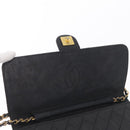 CHANEL Matelasse Chain Shoulder Bag Lamb Skin Black Gold Tone CC Auth bs37785-16