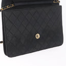CHANEL Matelasse Chain Shoulder Bag Lamb Skin Black Gold Tone CC Auth bs37785-17