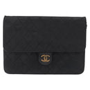 CHANEL Matelasse Chain Shoulder Bag Lamb Skin Black Gold Tone CC Auth bs37785-2