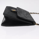 CHANEL Matelasse Chain Shoulder Bag Lamb Skin Black Gold Tone CC Auth bs37785-4