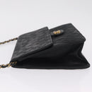 CHANEL Matelasse Chain Shoulder Bag Lamb Skin Black Gold Tone CC Auth bs37785-5