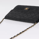 CHANEL Matelasse Chain Shoulder Bag Lamb Skin Black Gold Tone CC Auth bs37785-6