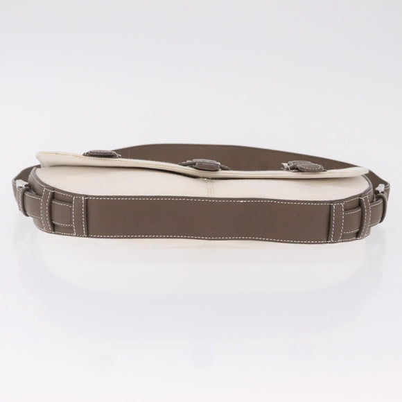 LOEWE Shoulder Bag Canvas White Silver Auth bs37789A