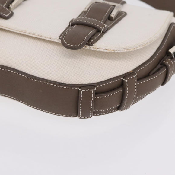 LOEWE Shoulder Bag Canvas White Silver Auth bs37789A
