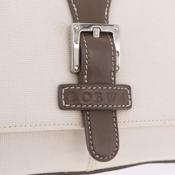 LOEWE Shoulder Bag Canvas White Silver Auth bs37789A