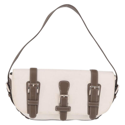 LOEWE Shoulder Bag Canvas White Silver Auth bs37789A - 0