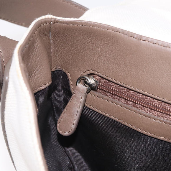 LOEWE Shoulder Bag Canvas White Silver Auth bs37789A