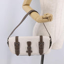 LOEWE Shoulder Bag Canvas White Silver Auth bs37789A-27