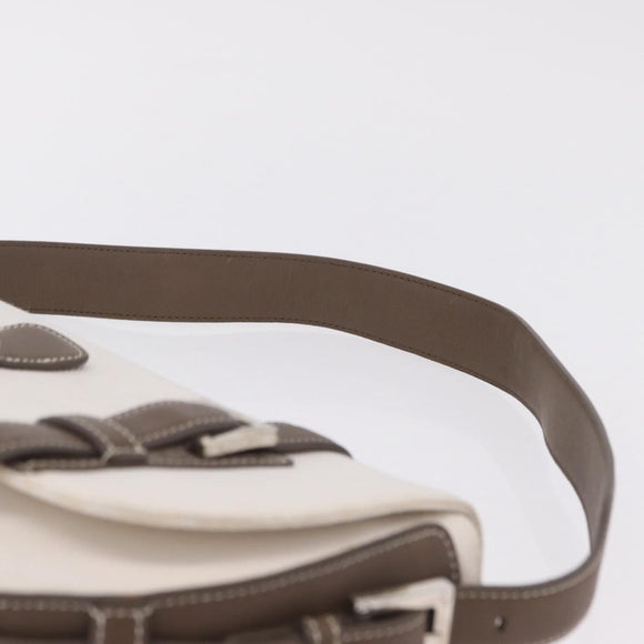 LOEWE Shoulder Bag Canvas White Silver Auth bs37789A