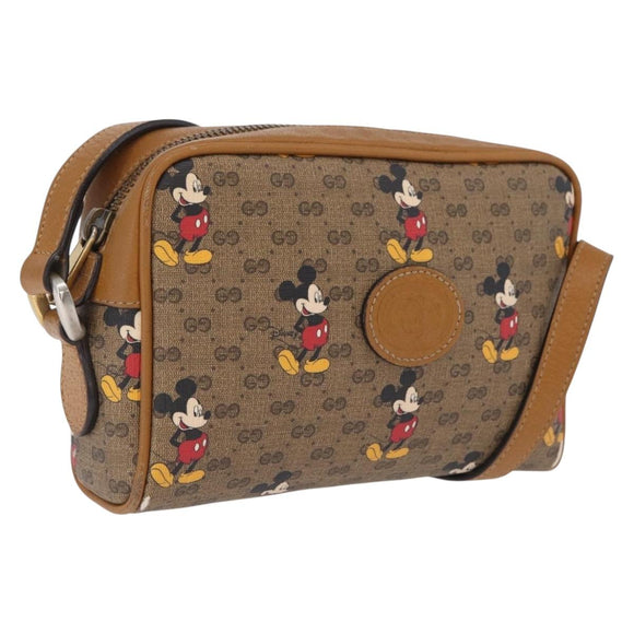 GUCCI x Disney MicroGG Mickey Mouse Shoulder Bag PVC Beige Gold Auth bs37790