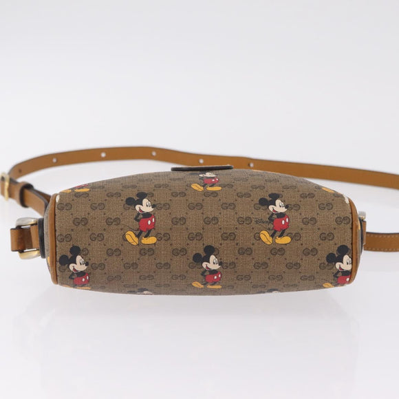 GUCCI x Disney MicroGG Mickey Mouse Shoulder Bag PVC Beige Gold Auth bs37790