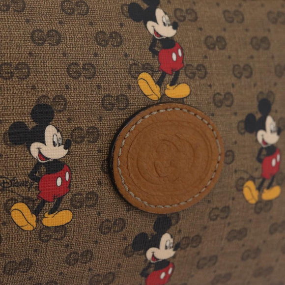 GUCCI x Disney MicroGG Mickey Mouse Shoulder Bag PVC Beige Gold Auth bs37790