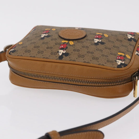 GUCCI x Disney MicroGG Mickey Mouse Shoulder Bag PVC Beige Gold Auth bs37790
